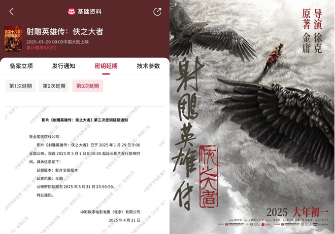 五一还能看！电影《射雕英雄传》密钥延期至5.31